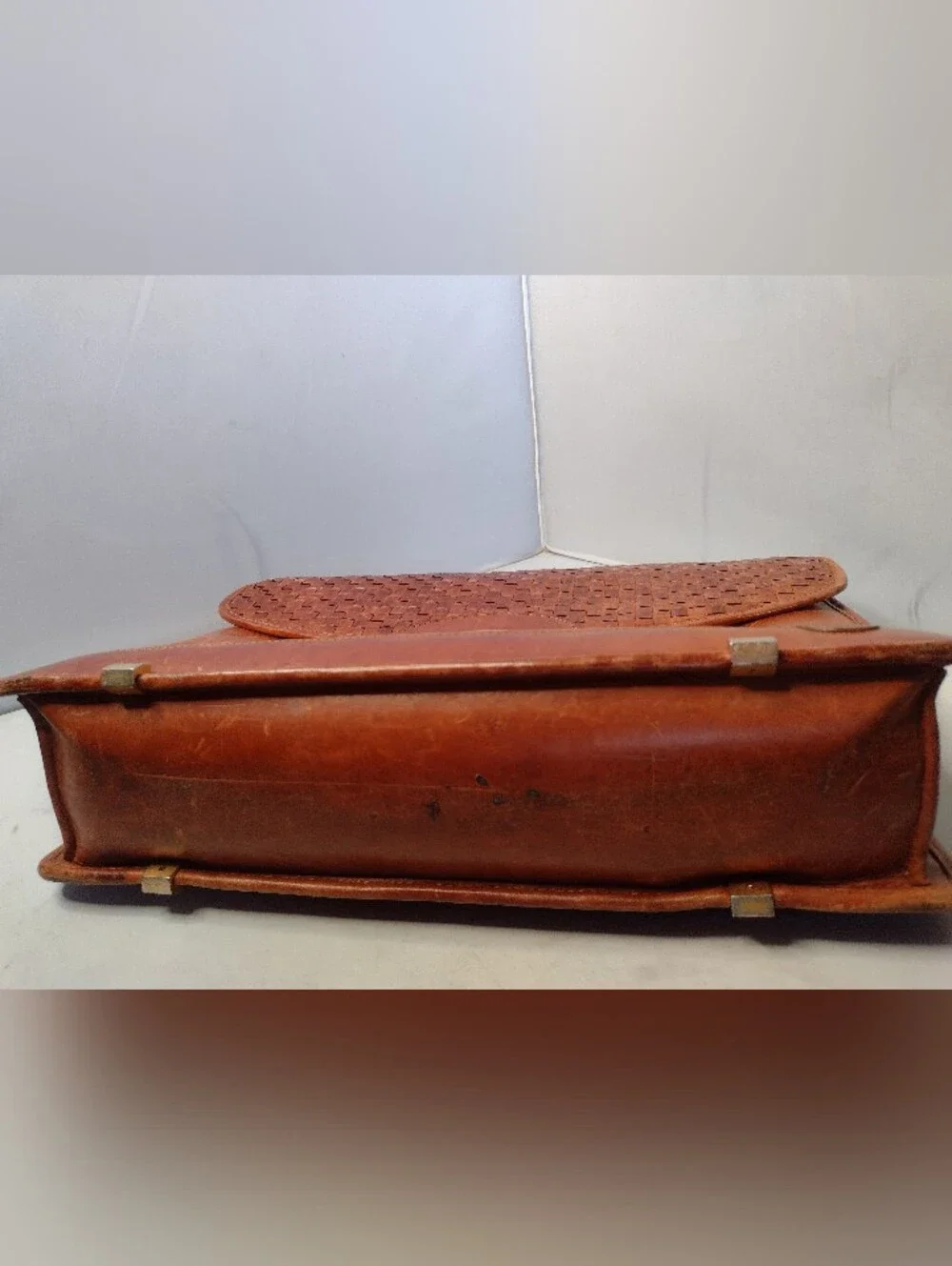 Vintage Hartmann Lombardo Woven Leather Gentlemen’s Briefcase Bag Brown Tan